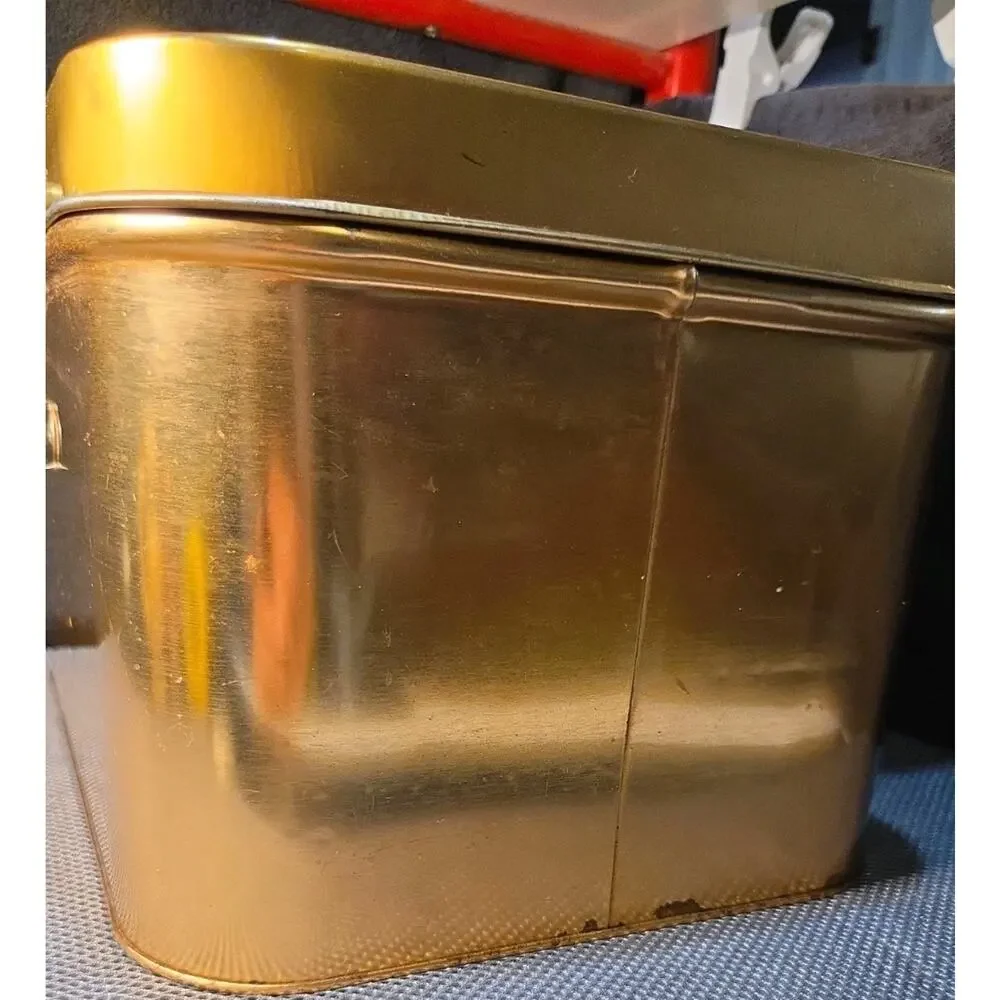 Vintage Copper Color Metal Bread Box Kitchen Storage Bin Hinged Lid 14